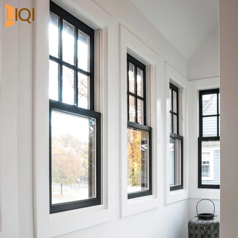 Residential Vertical Sliding Black Aluminum Single and Double Hung Windows